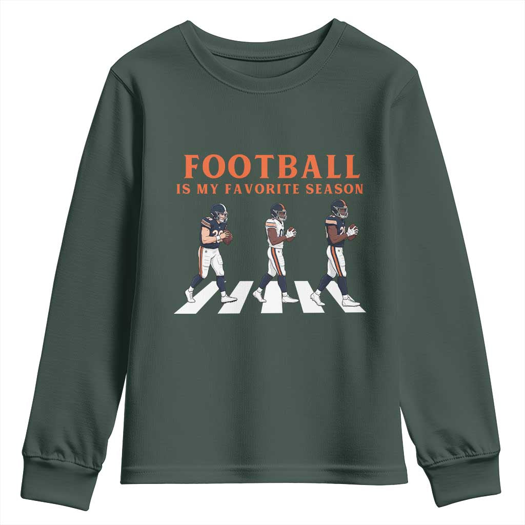 Football Is My Favorite Season Youth Sweatshirt Funny Football Lover TS14 Dark Forest Green Print Your Wear