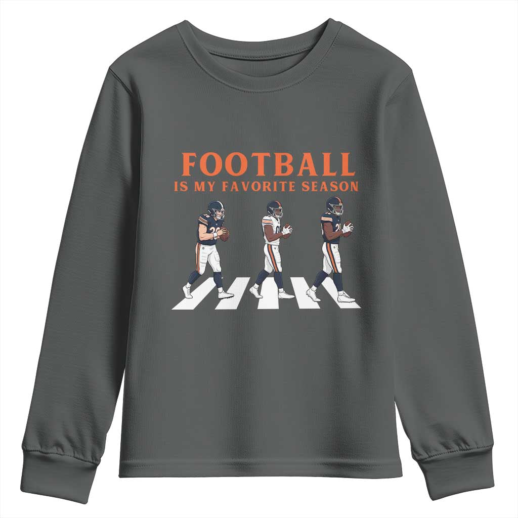 Football Is My Favorite Season Youth Sweatshirt Funny Football Lover TS14 Dark Heather Print Your Wear