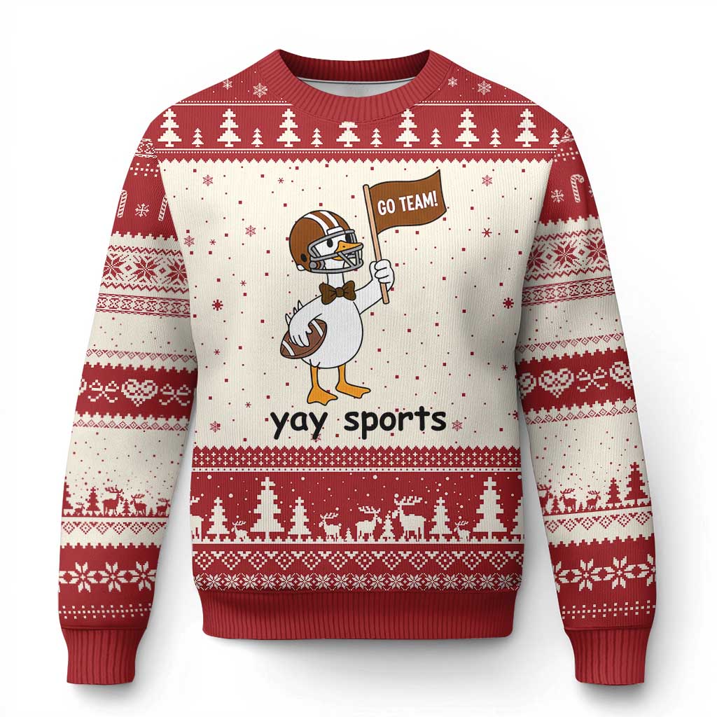 Silly Goose Football Ugly Christmas Sweater Yays Sport TS14 Beige Red Print Your Wear