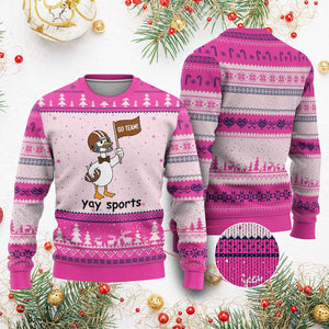 Silly Goose Football Ugly Christmas Sweater Yays Sport TS14 Hot Pink Print Your Wear