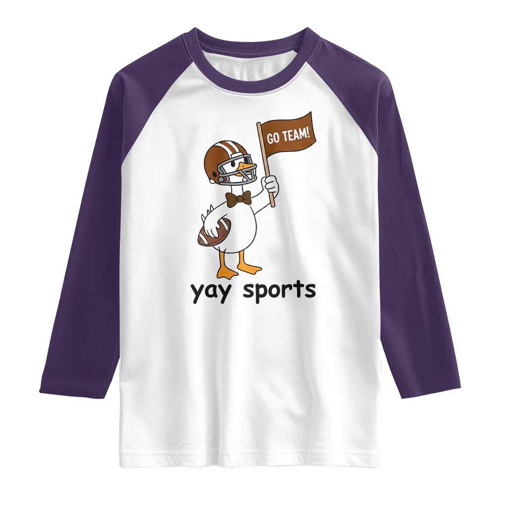 Silly Goose Football Raglan Shirt Yays Sport TS14 White Purple Print Your Wear