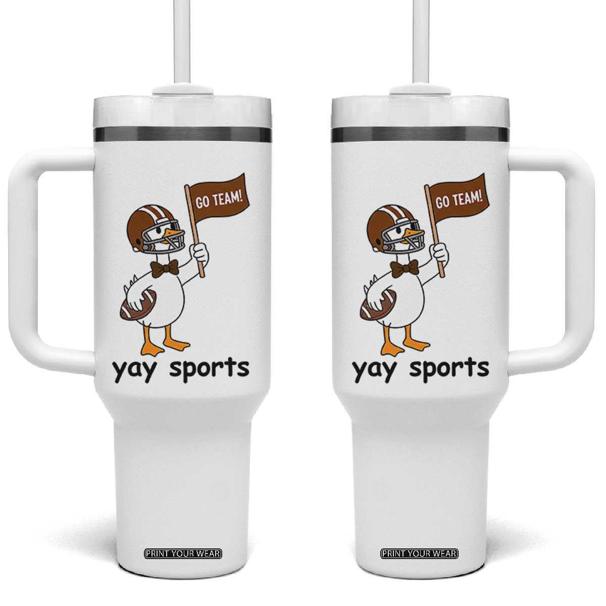 Silly Goose Football Tumbler With Handle Yays Sport TS14 One Size: 40 oz White Print Your Wear