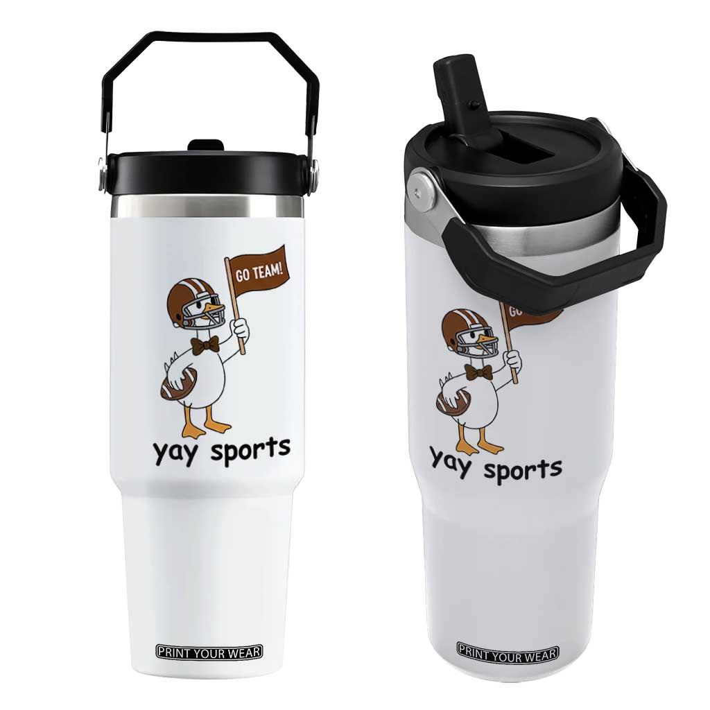 Silly Goose Football Flip Straw Tumbler Yays Sport TS14 One Size: 30 oz White Print Your Wear