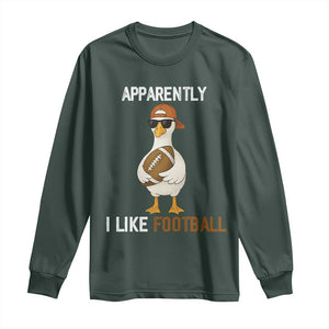 Funny Goose Football Long Sleeve Shirt Apparently I Like Football TS14 Dark Forest Green Print Your Wear