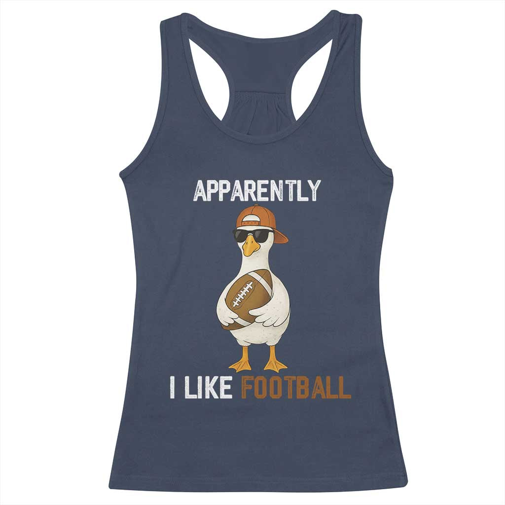 Funny Goose Football Racerback Tank Top Apparently I Like Football TS14 Navy Print Your Wear