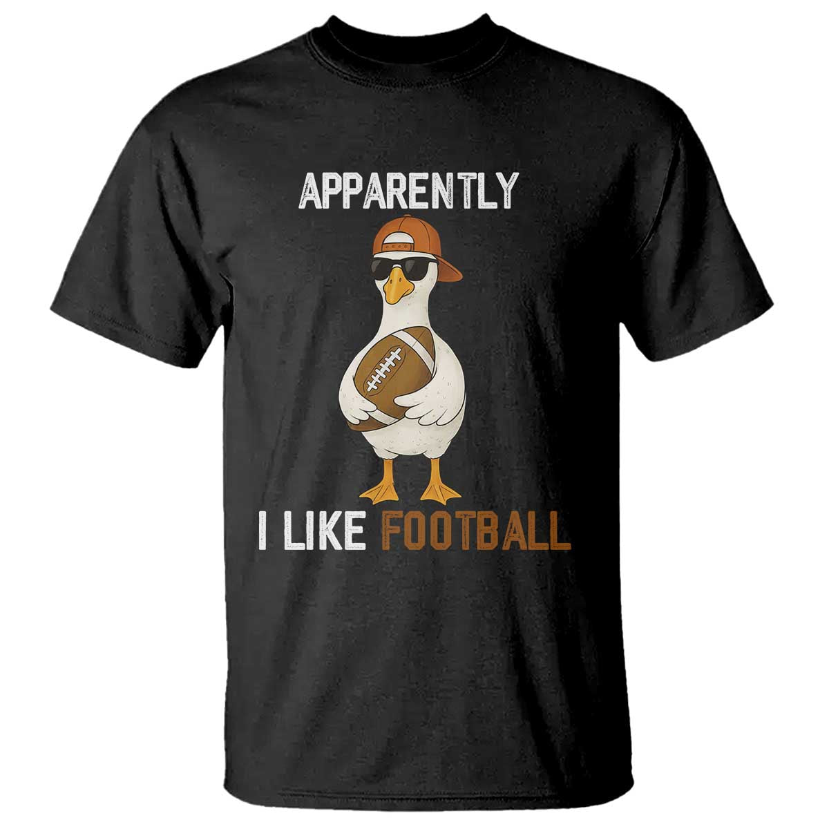 Funny Goose Football T Shirt Apparently I Like Football TS14 Black Print Your Wear