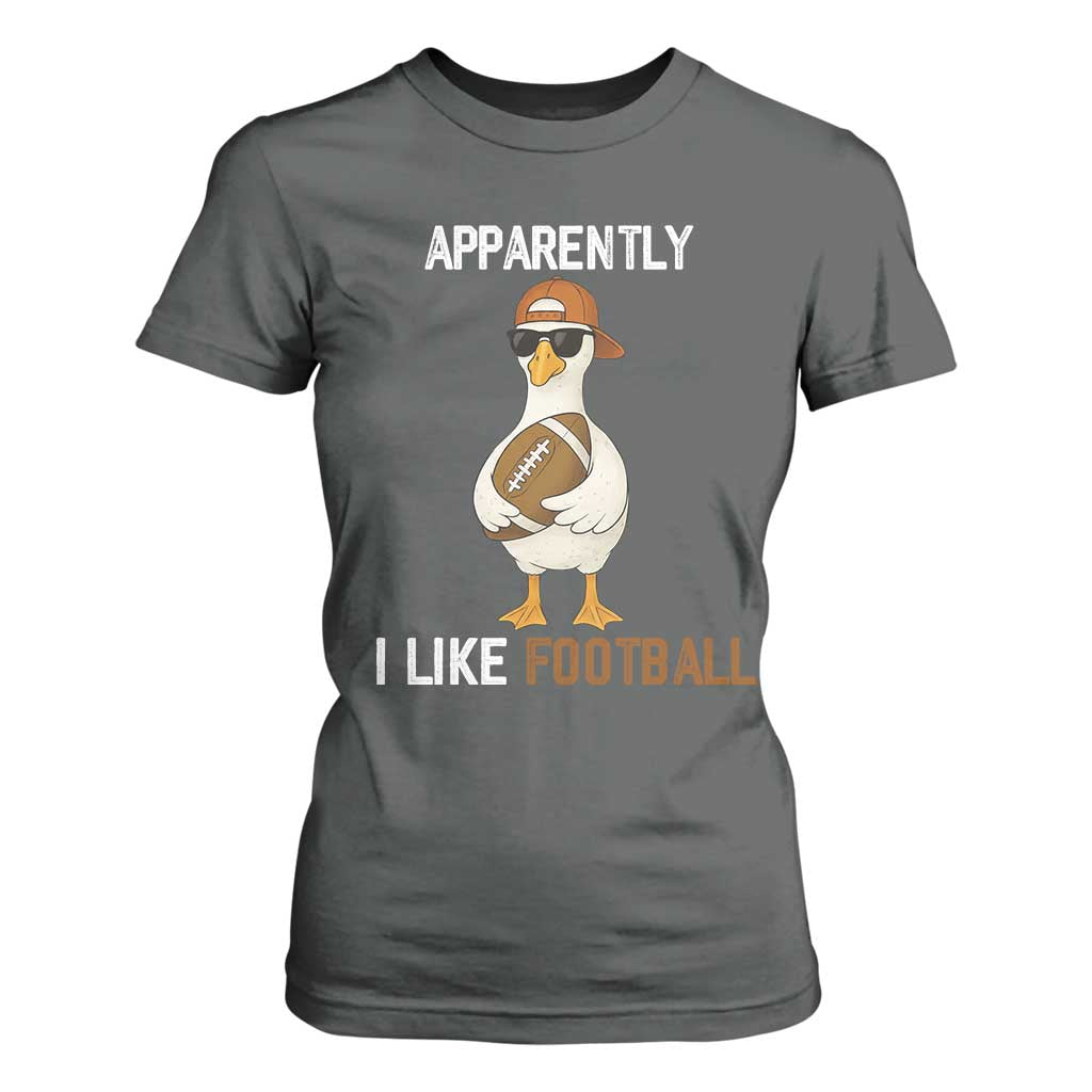 Funny Goose Football T Shirt For Women Apparently I Like Football TS14 Dark Heather Print Your Wear