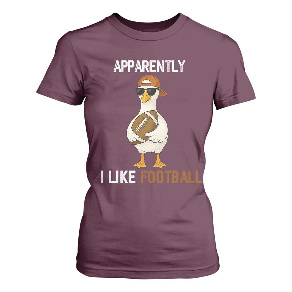 Funny Goose Football T Shirt For Women Apparently I Like Football TS14 Maroon Print Your Wear