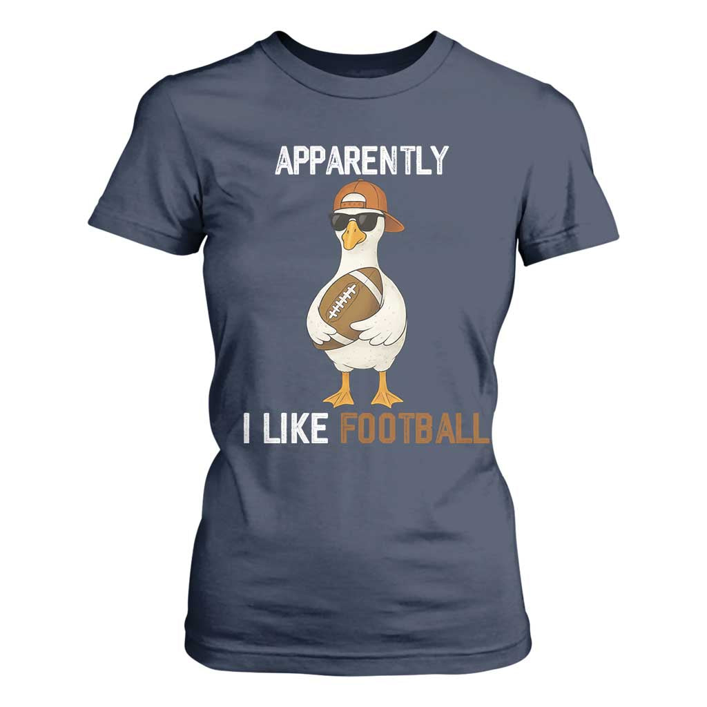 Funny Goose Football T Shirt For Women Apparently I Like Football TS14 Navy Print Your Wear