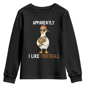 Funny Goose Football Youth Sweatshirt Apparently I Like Football TS14 Black Print Your Wear