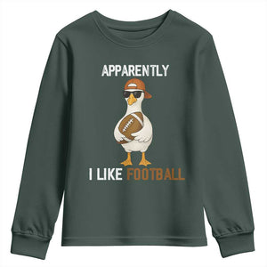 Funny Goose Football Youth Sweatshirt Apparently I Like Football TS14 Dark Forest Green Print Your Wear