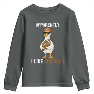 Funny Goose Football Youth Sweatshirt Apparently I Like Football TS14 Dark Heather Print Your Wear