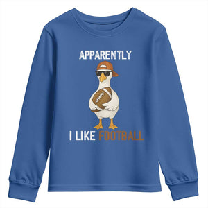 Funny Goose Football Youth Sweatshirt Apparently I Like Football TS14 Royal Blue Print Your Wear
