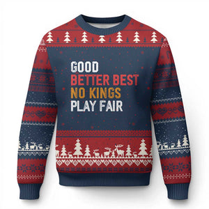 Good Better Best Chicago Pro Football Mantra Ugly Christmas Sweater No Kings Protest Stop Sign TS14 Navy Red Print Your Wear