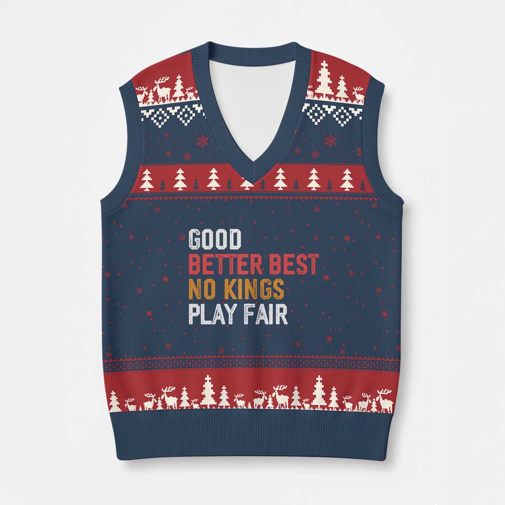Good Better Best Chicago Pro Football Mantra V-Neck Knit Sweater Vest No Kings Protest Stop Sign TS14 Navy Red Print Your Wear
