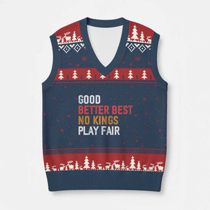 Good Better Best Chicago Pro Football Mantra V-Neck Knit Sweater Vest No Kings Protest Stop Sign TS14 Navy Red Print Your Wear