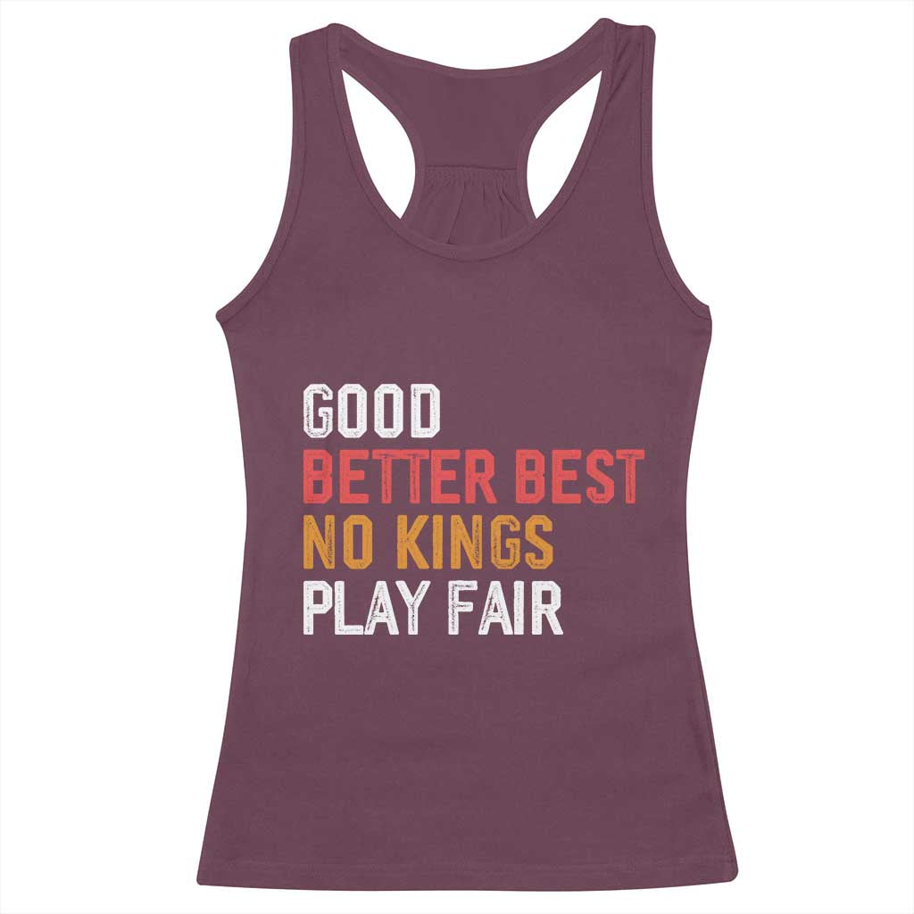 Good Better Best Chicago Pro Football Mantra Racerback Tank Top No Kings Protest Stop Sign TS14 Maroon Print Your Wear