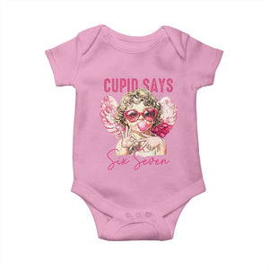 67 Valetines Baby Onesie Funny Cupid Says Six Seven TS14 Light Pink Print Your Wear