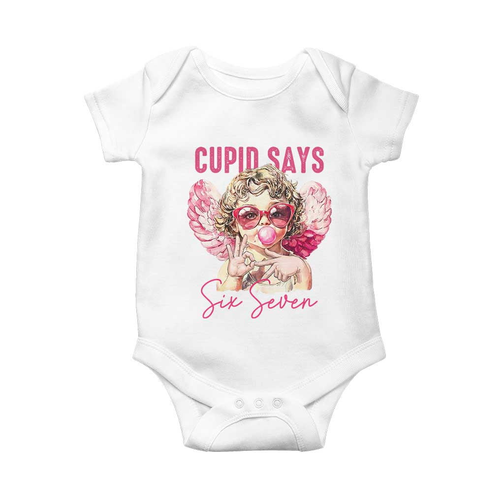 67 Valetines Baby Onesie Funny Cupid Says Six Seven TS14 White Print Your Wear