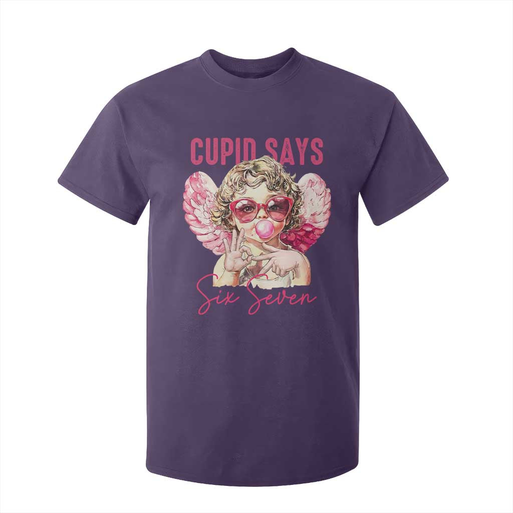 67 Valetines T Shirt For Kid Funny Cupid Says Six Seven TS14 Purple Print Your Wear