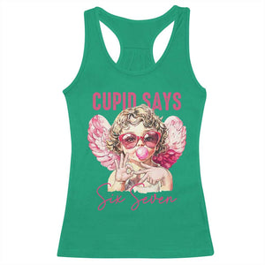 67 Valetines Racerback Tank Top Funny Cupid Says Six Seven TS14 Irish Green Print Your Wear
