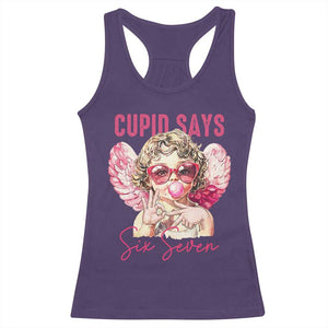 67 Valetines Racerback Tank Top Funny Cupid Says Six Seven TS14 Purple Print Your Wear