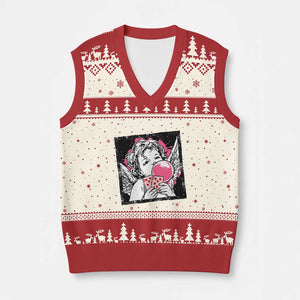 Funny 67 Valentines V-Neck Knit Sweater Vest Cupid Playing Cards Six Seven TS14 Beige Red Print Your Wear