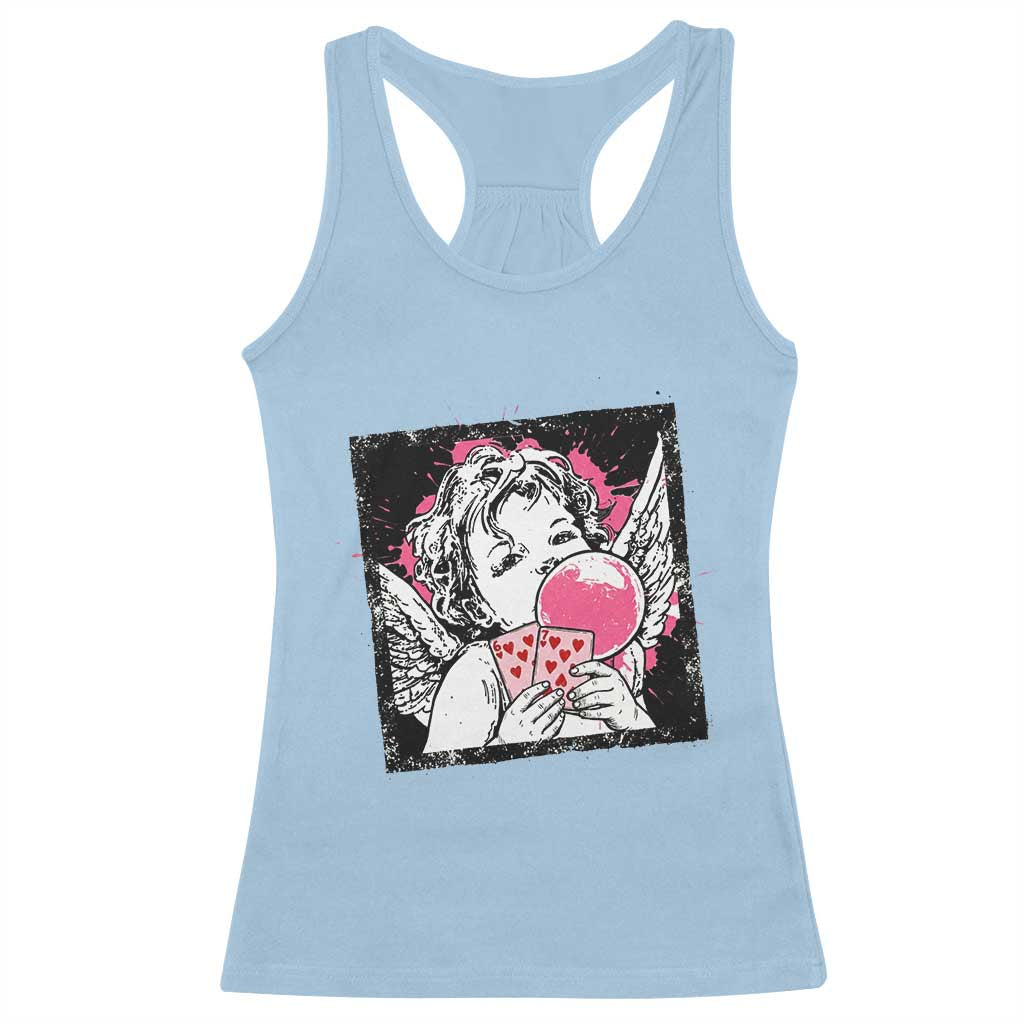Funny 67 Valentines Racerback Tank Top Cupid Playing Cards Six Seven TS14 Light Blue Print Your Wear
