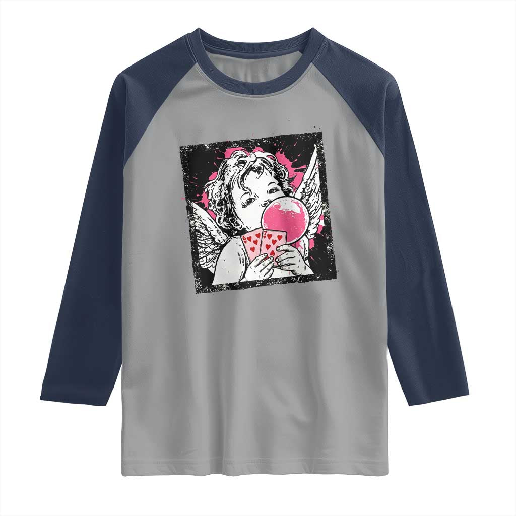 Funny 67 Valentines Raglan Shirt Cupid Playing Cards Six Seven TS14 Sport Gray Navy Print Your Wear