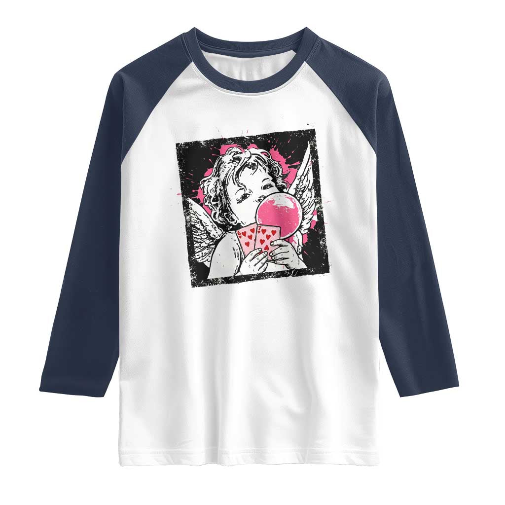 Funny 67 Valentines Raglan Shirt Cupid Playing Cards Six Seven TS14 White Navy Print Your Wear