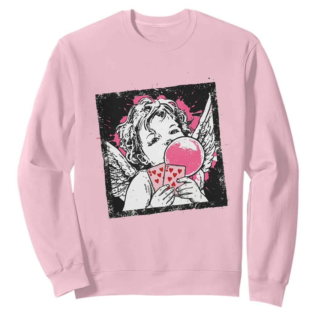 Funny 67 Valentines Sweatshirt Cupid Playing Cards Six Seven TS14 Light Pink Print Your Wear