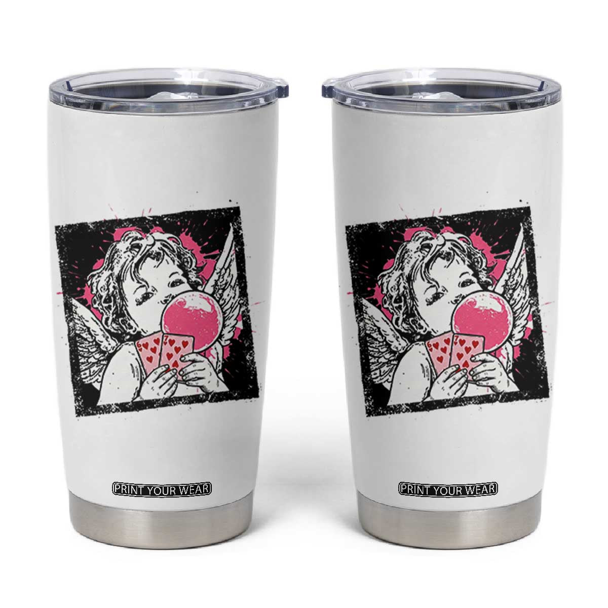 Funny 67 Valentines Tumbler Cup Cupid Playing Cards Six Seven TS14 White Print Your Wear