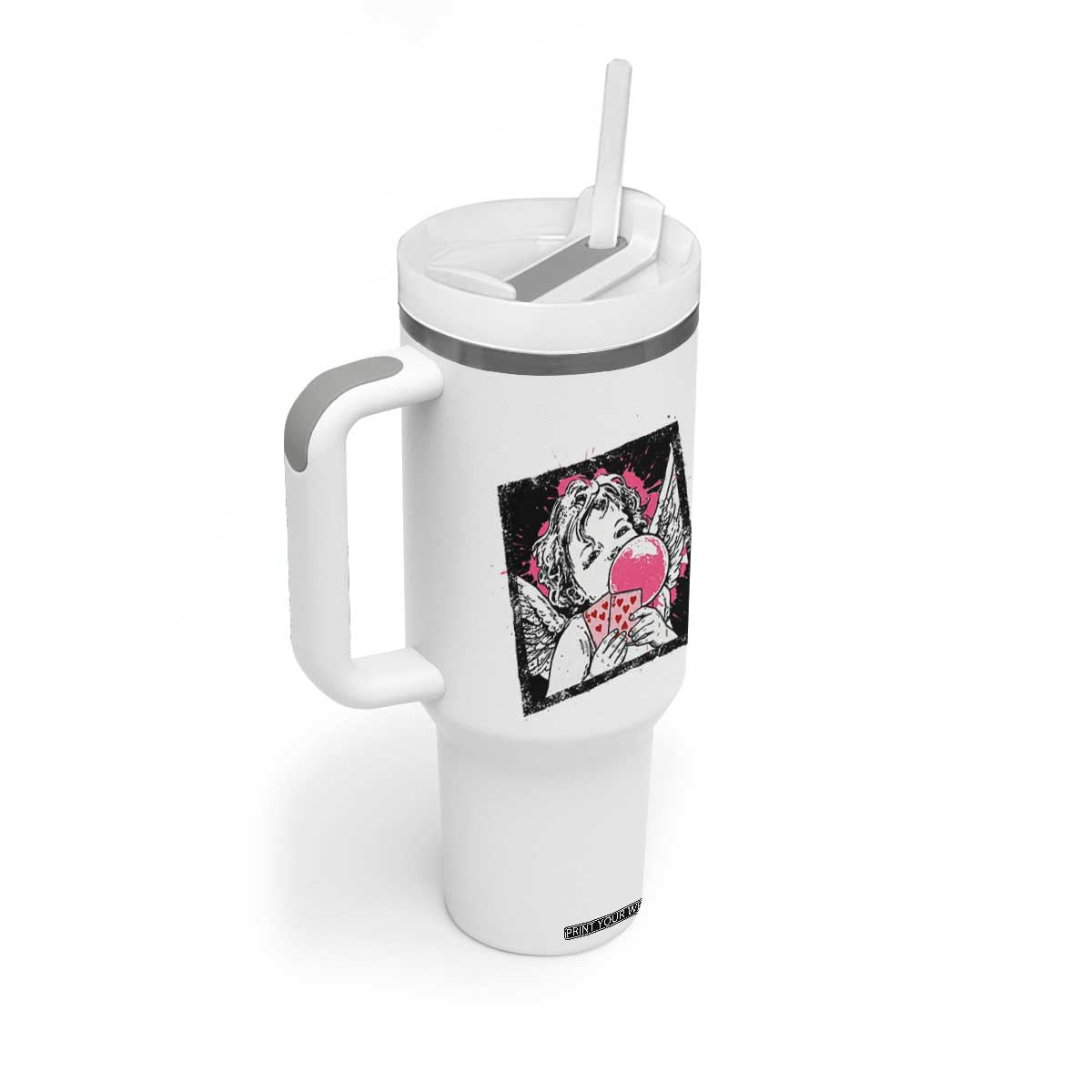 Funny 67 Valentines Tumbler With Handle Cupid Playing Cards Six Seven TS14 Print Your Wear
