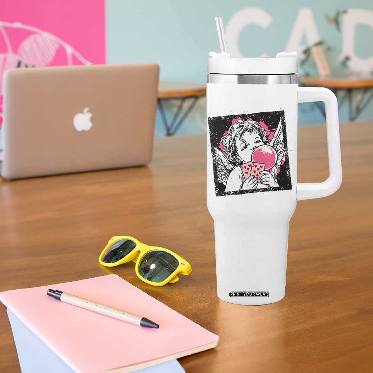 Funny 67 Valentines Tumbler With Handle Cupid Playing Cards Six Seven TS14 Print Your Wear