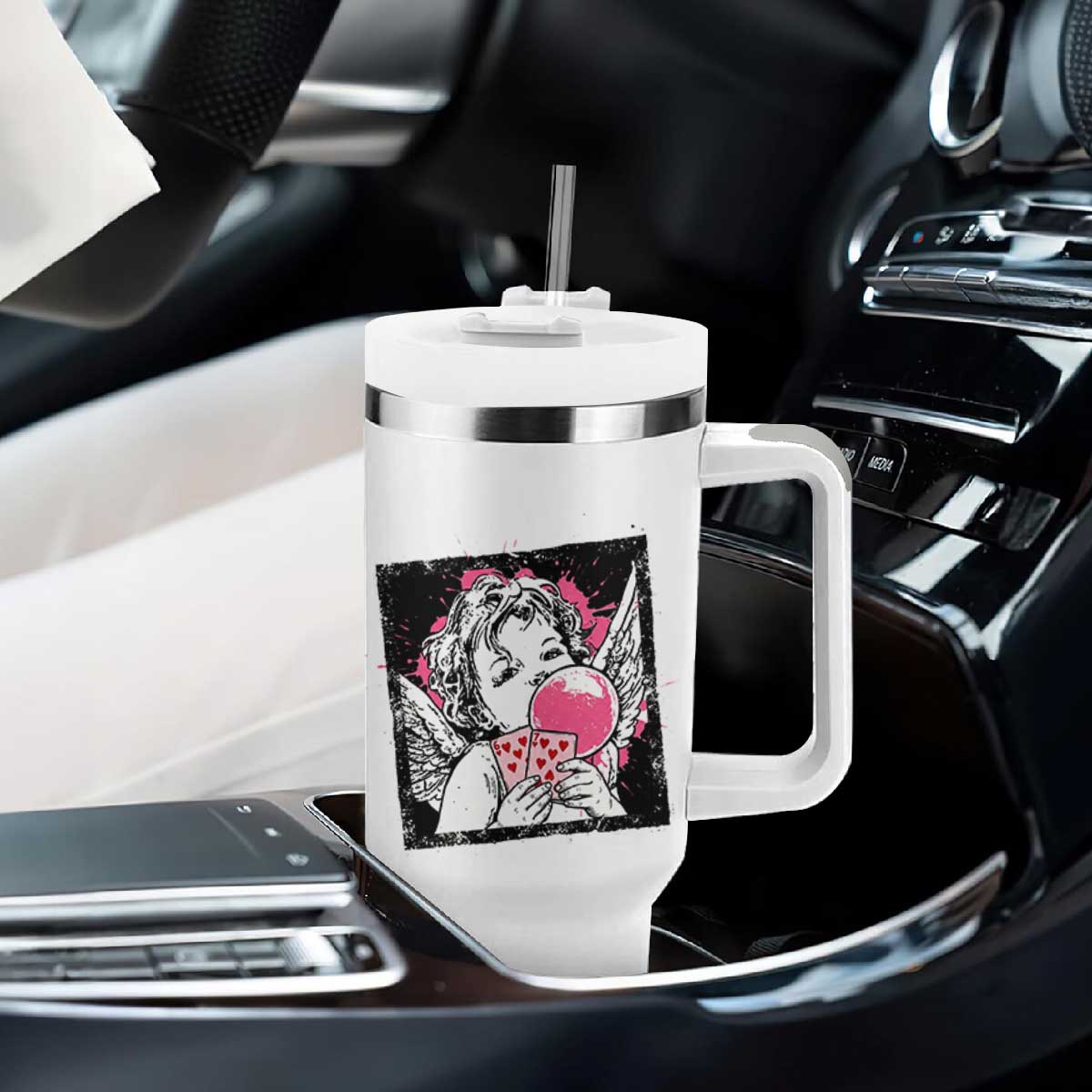 Funny 67 Valentines Tumbler With Handle Cupid Playing Cards Six Seven TS14 Print Your Wear