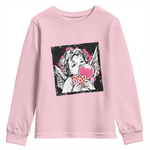 Funny 67 Valentines Youth Sweatshirt Cupid Playing Cards Six Seven TS14 Light Pink Print Your Wear