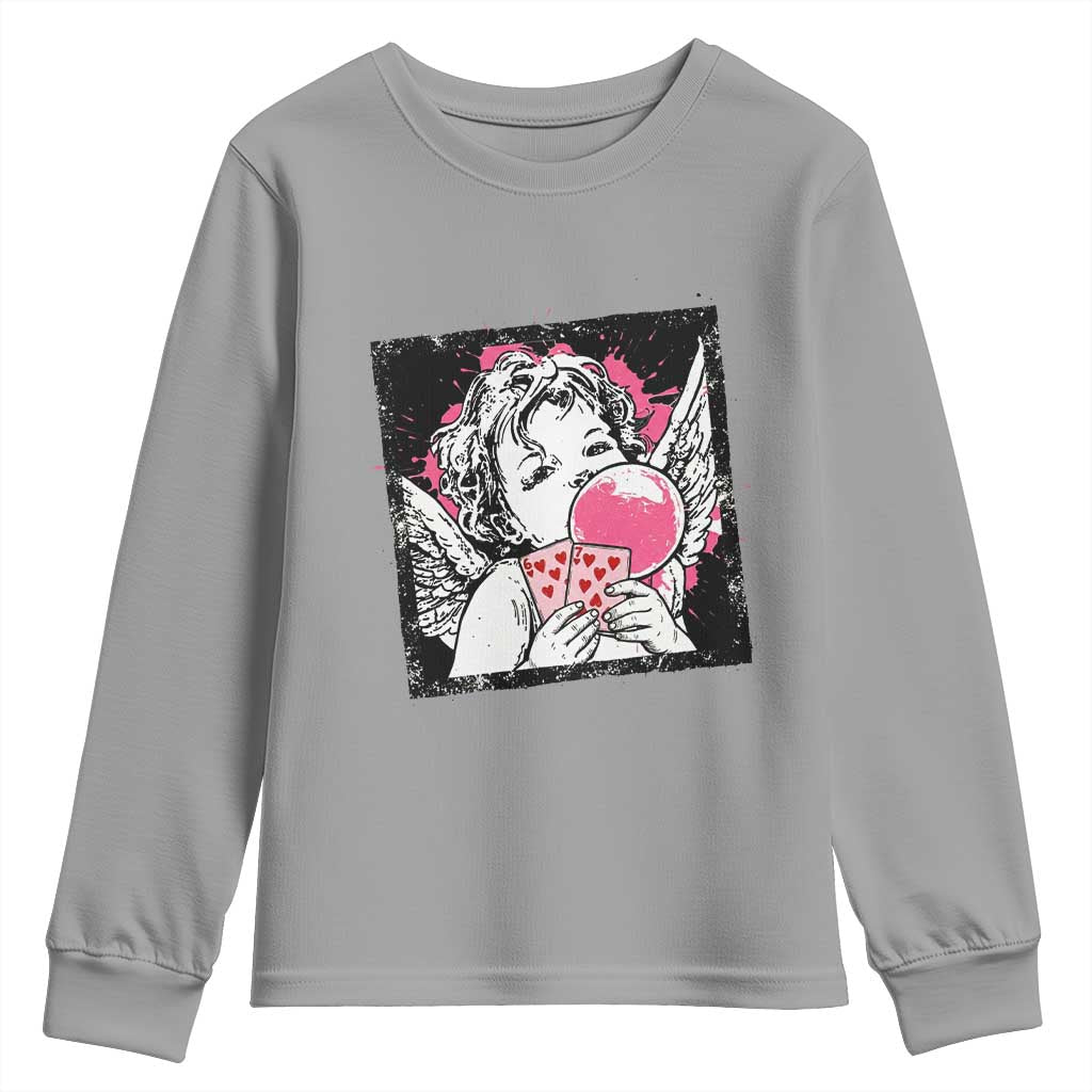 Funny 67 Valentines Youth Sweatshirt Cupid Playing Cards Six Seven TS14 Sport Gray Print Your Wear