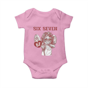 67 Valetines Meme Baby Onesie Funny Six Seven Valentines Day Heart TS14 Light Pink Print Your Wear