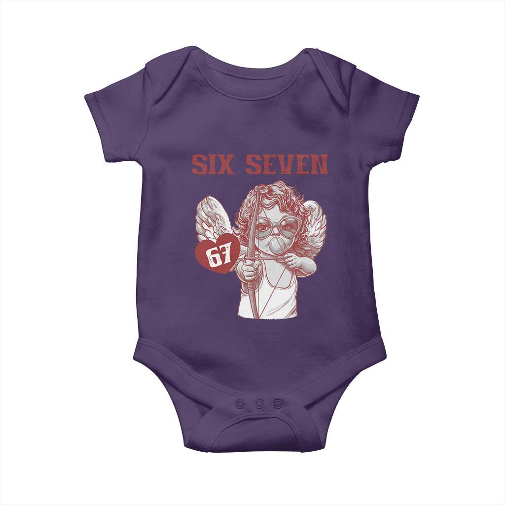 67 Valetines Meme Baby Onesie Funny Six Seven Valentines Day Heart TS14 Purple Print Your Wear