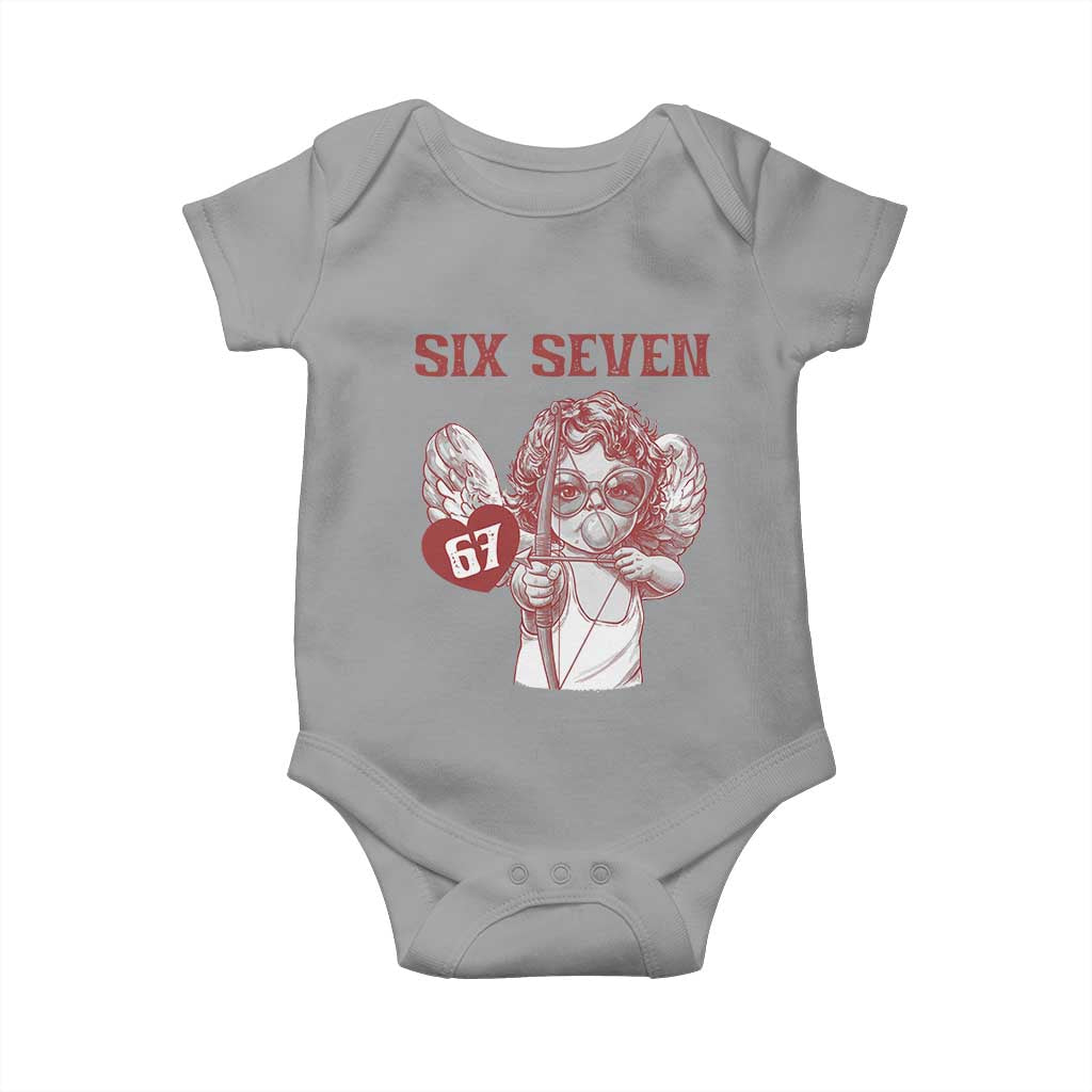 67 Valetines Meme Baby Onesie Funny Six Seven Valentines Day Heart TS14 Sport Gray Print Your Wear