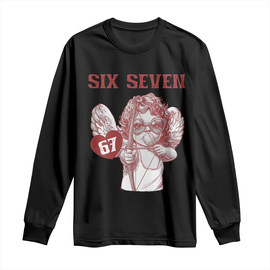 67 Valetines Meme Long Sleeve Shirt Funny Six Seven Valentines Day Heart TS14 Black Print Your Wear