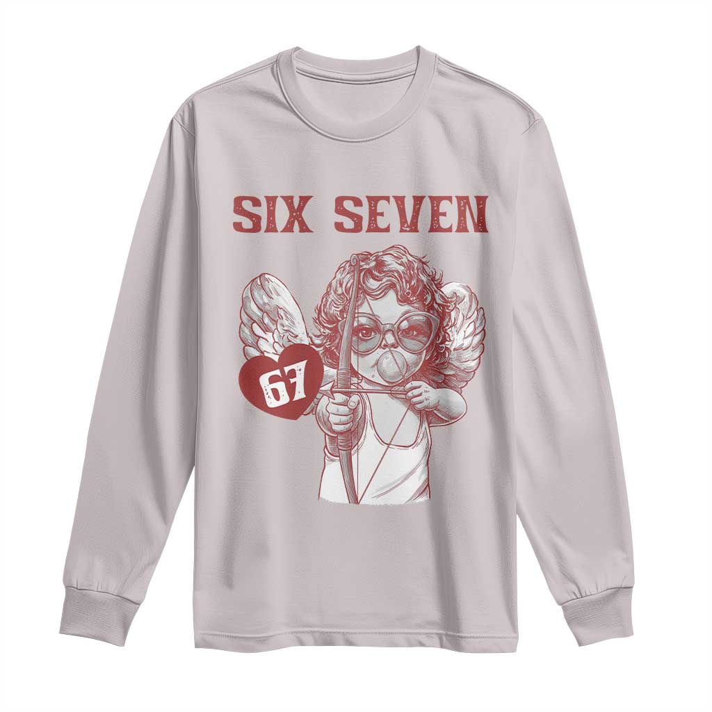 67 Valetines Meme Long Sleeve Shirt Funny Six Seven Valentines Day Heart TS14 Ice Gray Print Your Wear