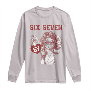 67 Valetines Meme Long Sleeve Shirt Funny Six Seven Valentines Day Heart TS14 Ice Gray Print Your Wear