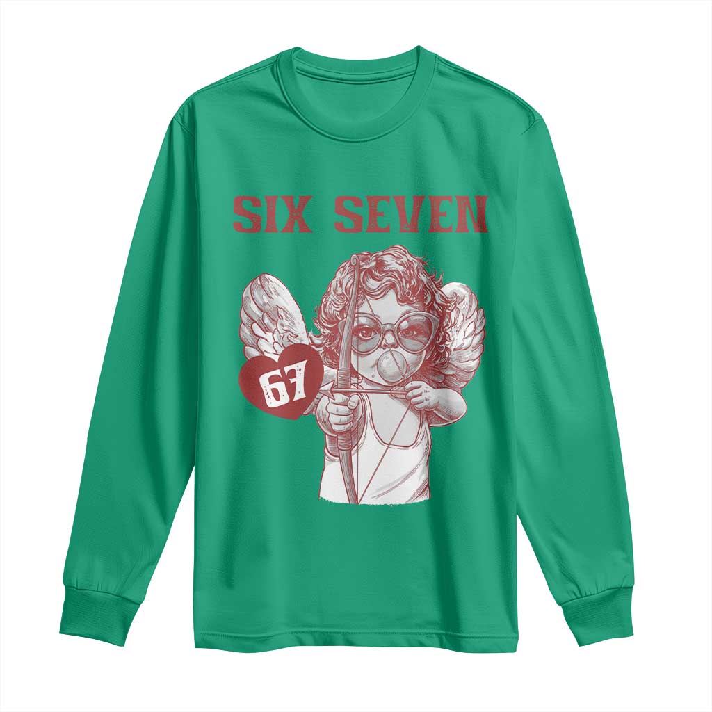 67 Valetines Meme Long Sleeve Shirt Funny Six Seven Valentines Day Heart TS14 Irish Green Print Your Wear