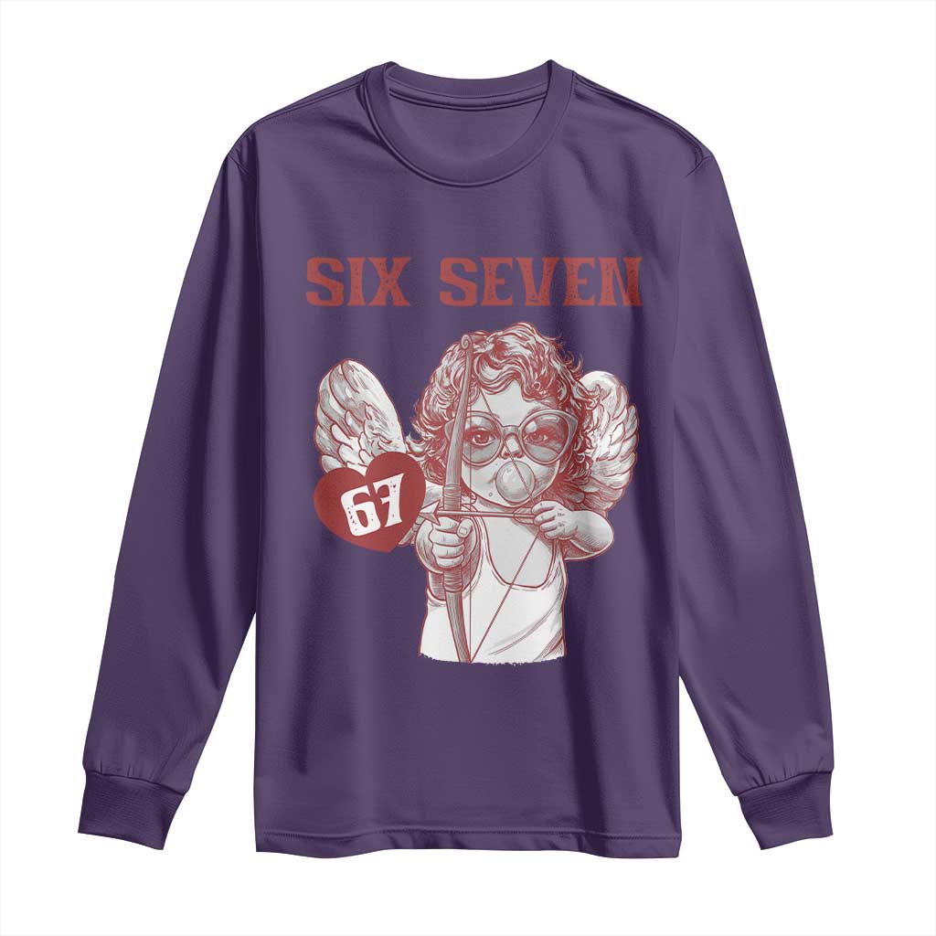 67 Valetines Meme Long Sleeve Shirt Funny Six Seven Valentines Day Heart TS14 Purple Print Your Wear