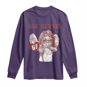 67 Valetines Meme Long Sleeve Shirt Funny Six Seven Valentines Day Heart TS14 Purple Print Your Wear