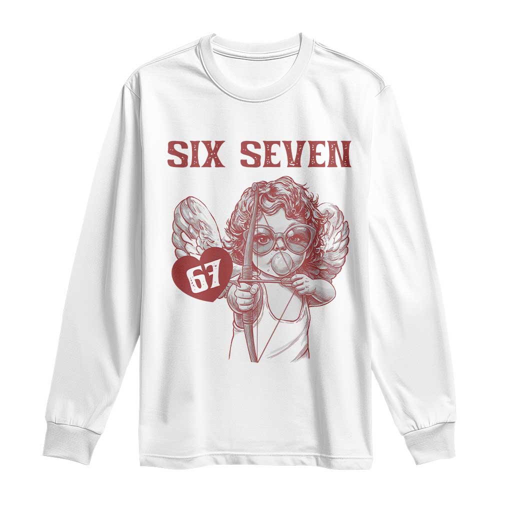 67 Valetines Meme Long Sleeve Shirt Funny Six Seven Valentines Day Heart TS14 White Print Your Wear