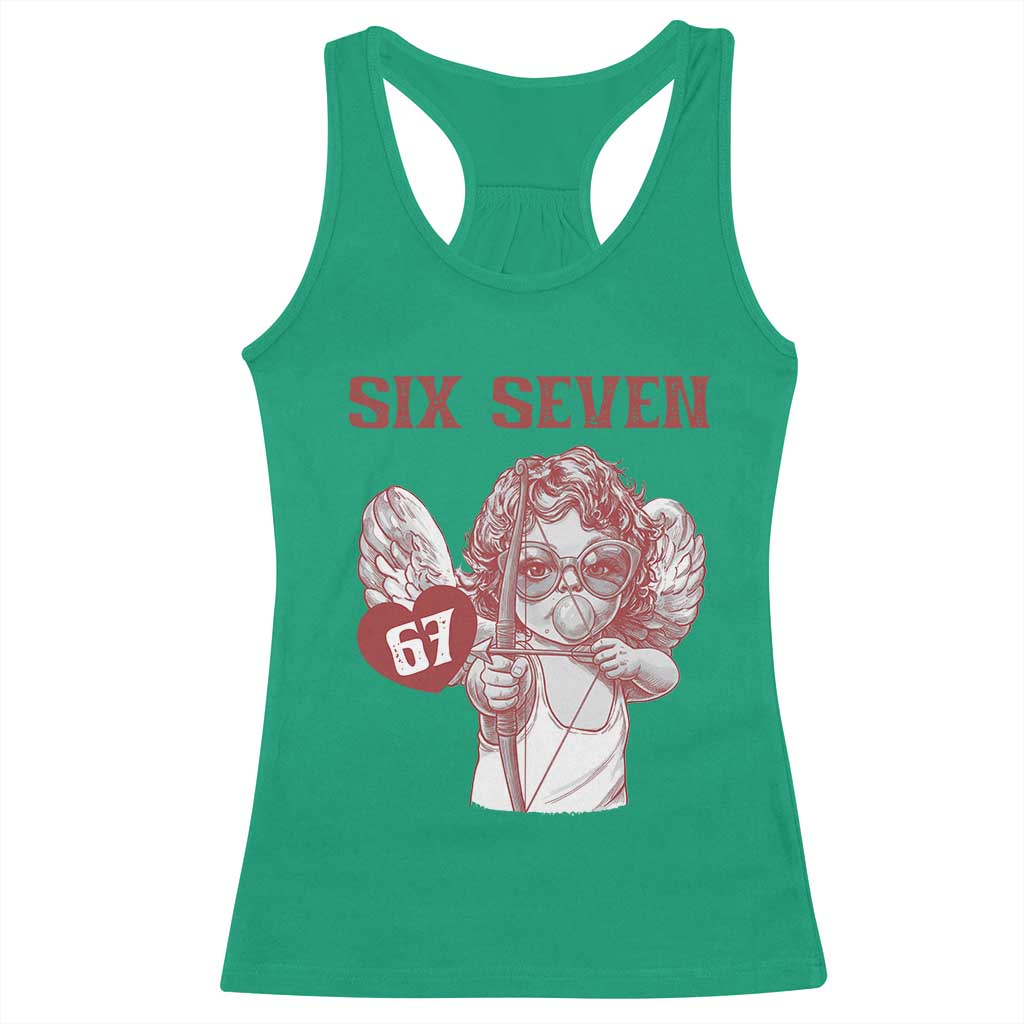 67 Valetines Meme Racerback Tank Top Funny Six Seven Valentines Day Heart TS14 Irish Green Print Your Wear