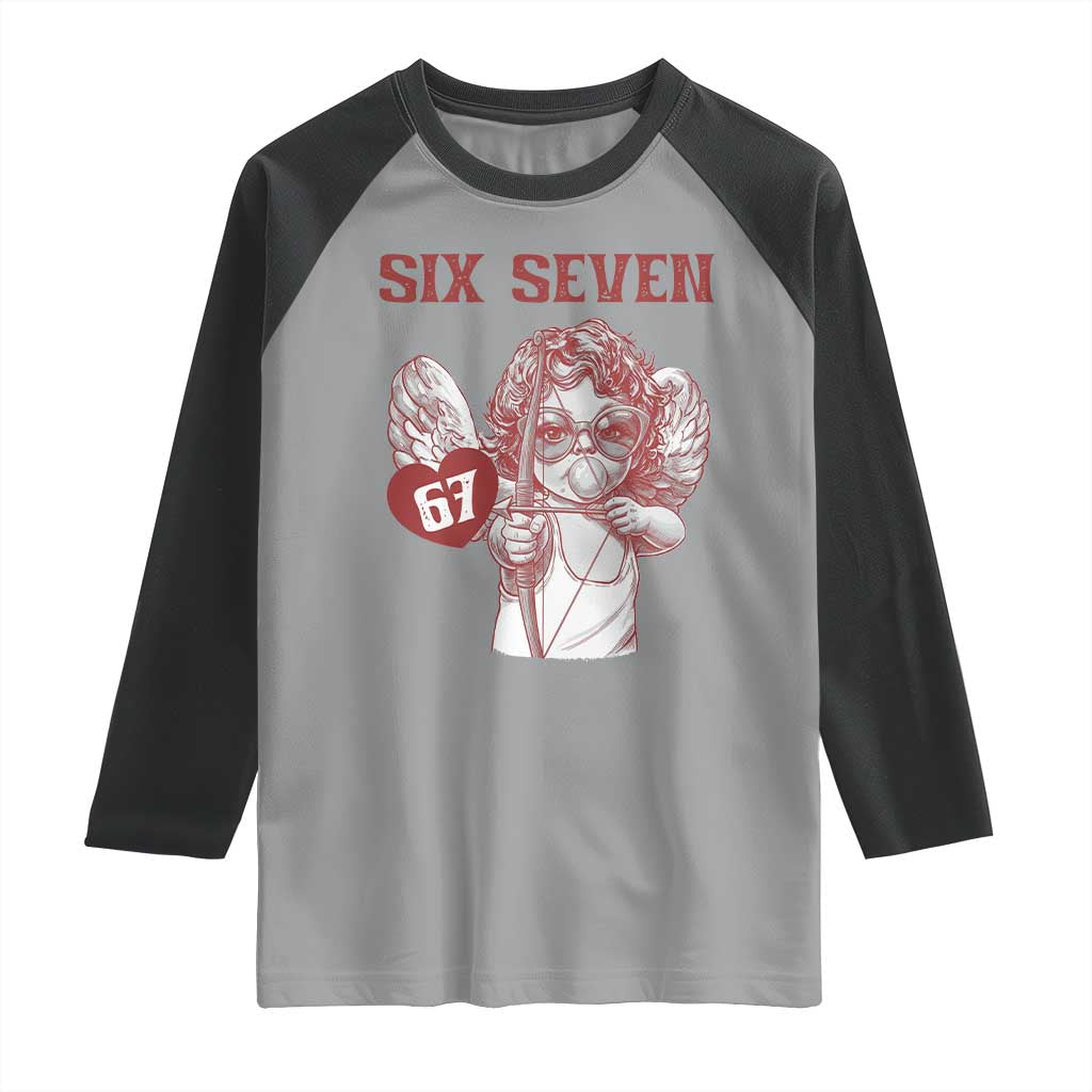 67 Valetines Meme Raglan Shirt Funny Six Seven Valentines Day Heart TS14 Sport Gray Black Print Your Wear