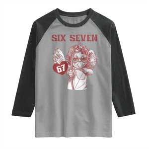 67 Valetines Meme Raglan Shirt Funny Six Seven Valentines Day Heart TS14 Sport Gray Black Print Your Wear